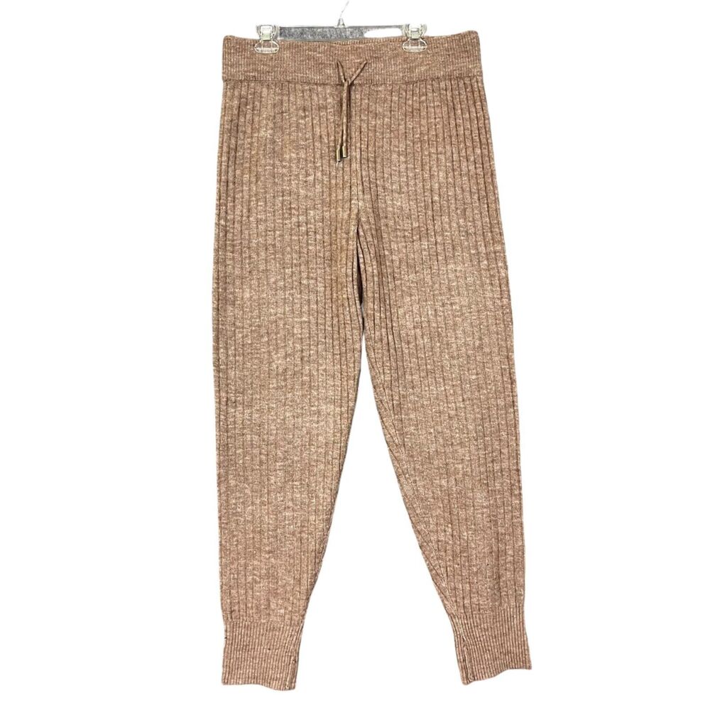 FREE PEOPLE Intimately Around the Clock Ribbed Knit Joggers XL Loungewear Tan